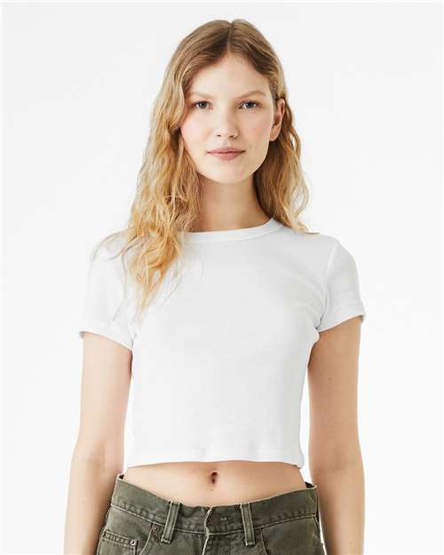 BELLA + CANVAS Women's Micro Rib Baby Tee - 1010 - 1010C Solid White Blend
