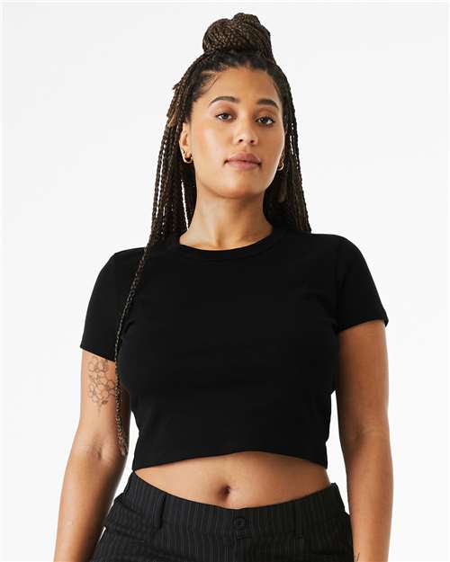 BELLA + CANVAS Women's Micro Rib Baby Tee - 1010 - 1010C Solid Black Blend
