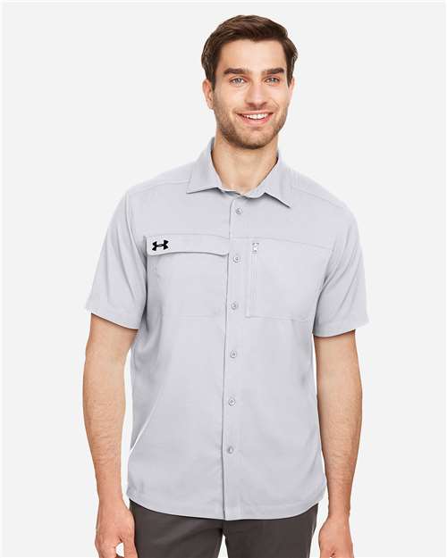 Under Armour Men's Motivate Coach Woven Shirt - 1351360 Halo Grey- Steel Grey