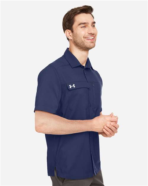 Under Armour Men's Motivate Coach Woven Shirt - 1351360 Midnight Navy- White