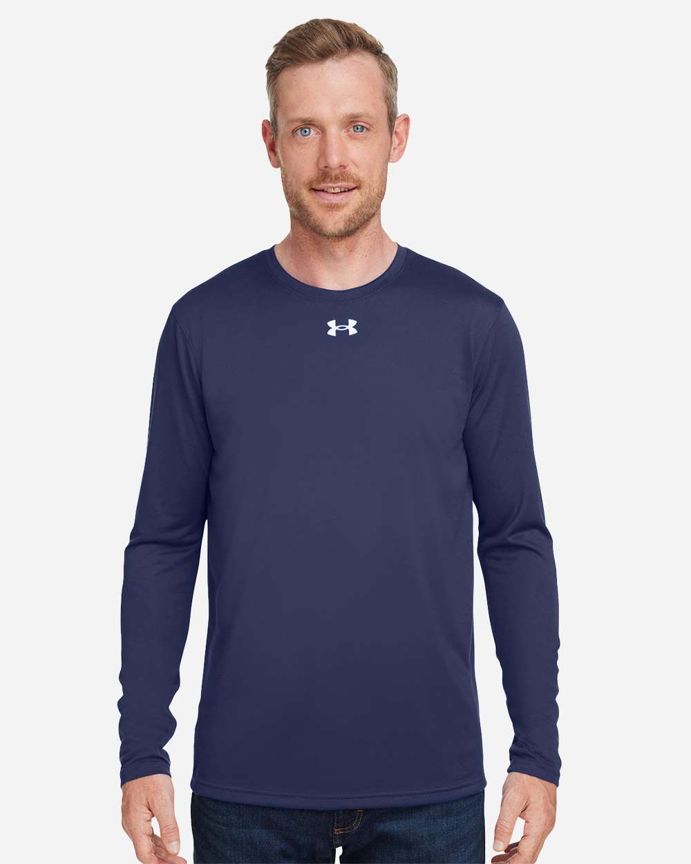 Under Armour Men's Team Tech™ Long Sleeve T-Shirt - 1376843 Midnight Navy- White