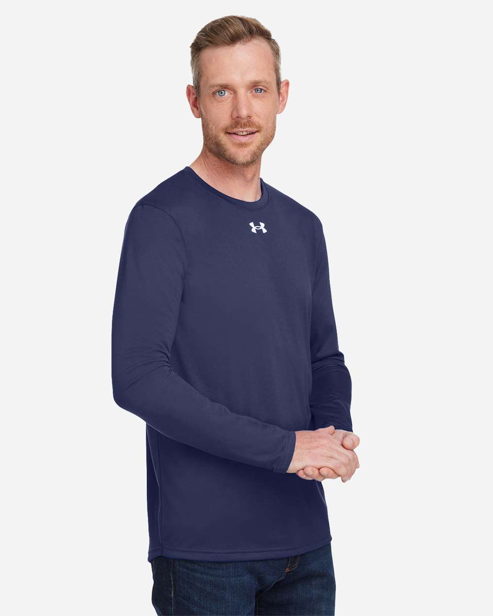 Under Armour Men's Team Tech™ Long Sleeve T-Shirt - 1376843 Midnight Navy- White