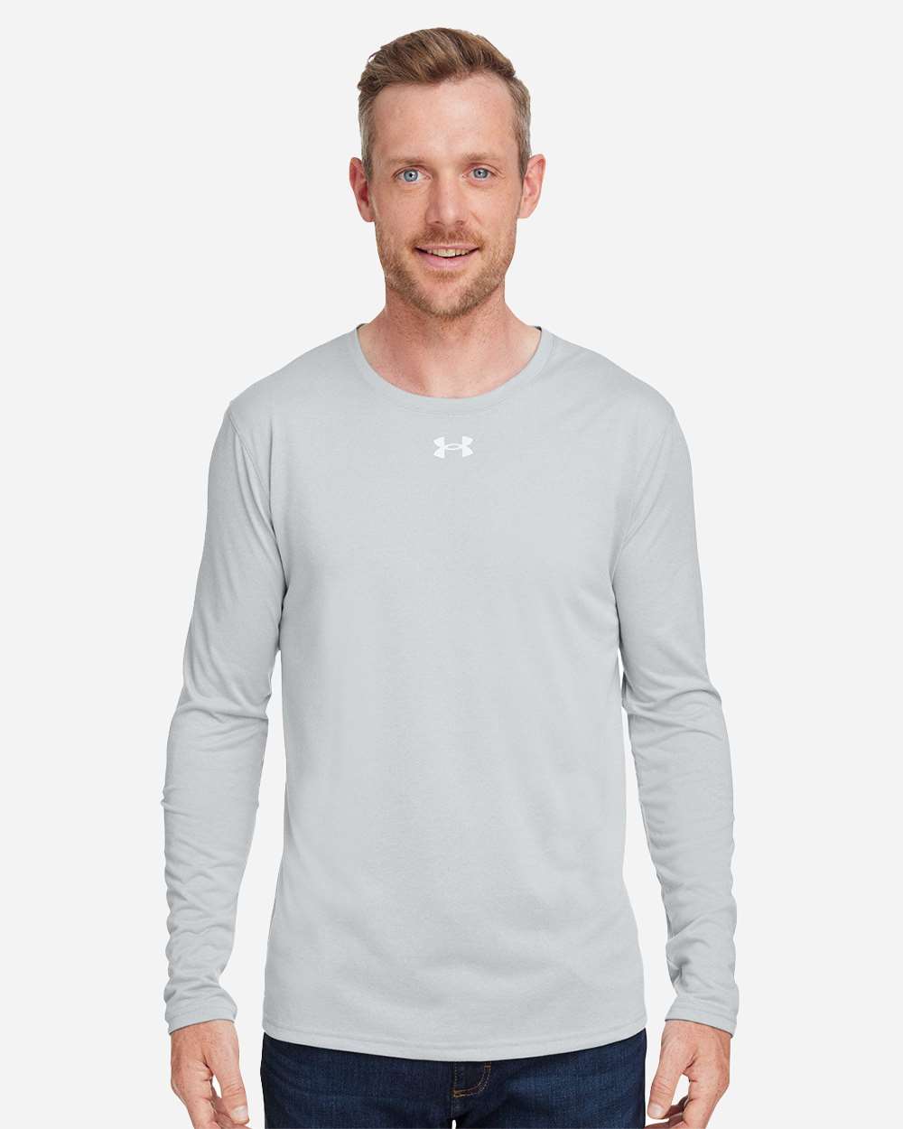 Under Armour Men's Team Tech™ Long Sleeve T-Shirt - 1376843 Mod Grey Light Heather- White