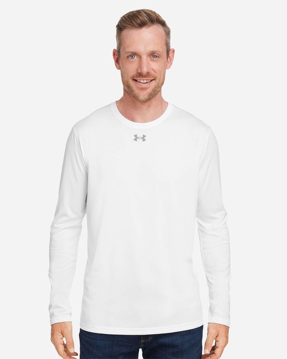 Under Armour Men's Team Tech™ Long Sleeve T-Shirt - 1376843 White- Mod Grey