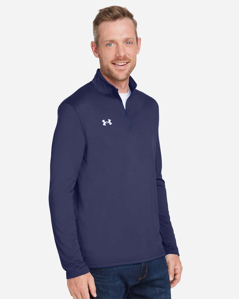 Under Armour Men's Team Tech™ Quarter-Zip Pullover - 1376844 Midnight Navy- White