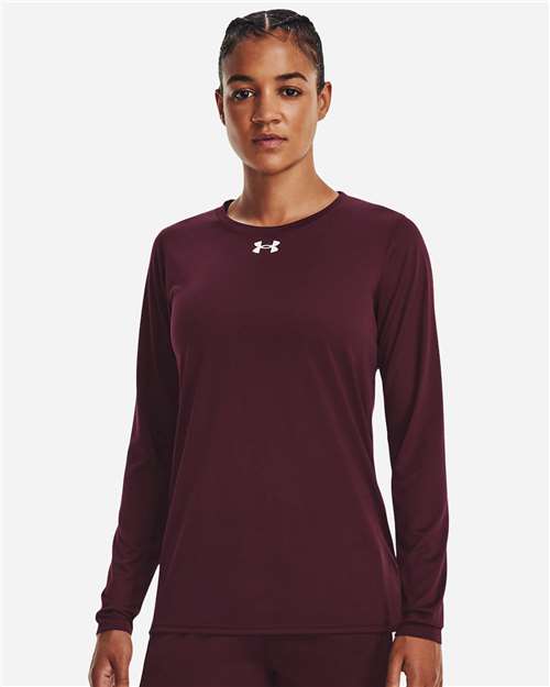 Under Armour Women's Team Tech™ Long Sleeve T-Shirt - 1376852 Maroon- White