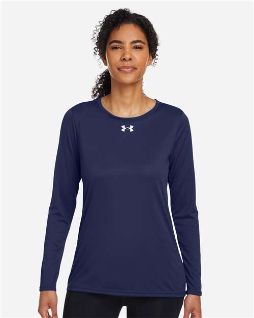 Under Armour Women's Team Tech™ Long Sleeve T-Shirt - 1376852 Midnight Navy- White