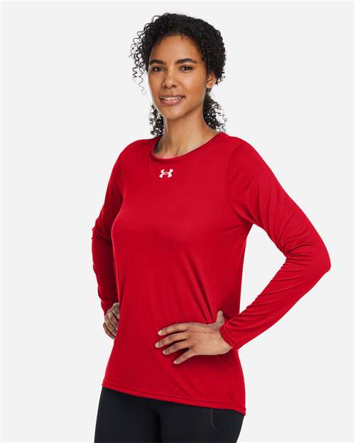 Under Armour Women's Team Tech™ Long Sleeve T-Shirt - 1376852 Red- White