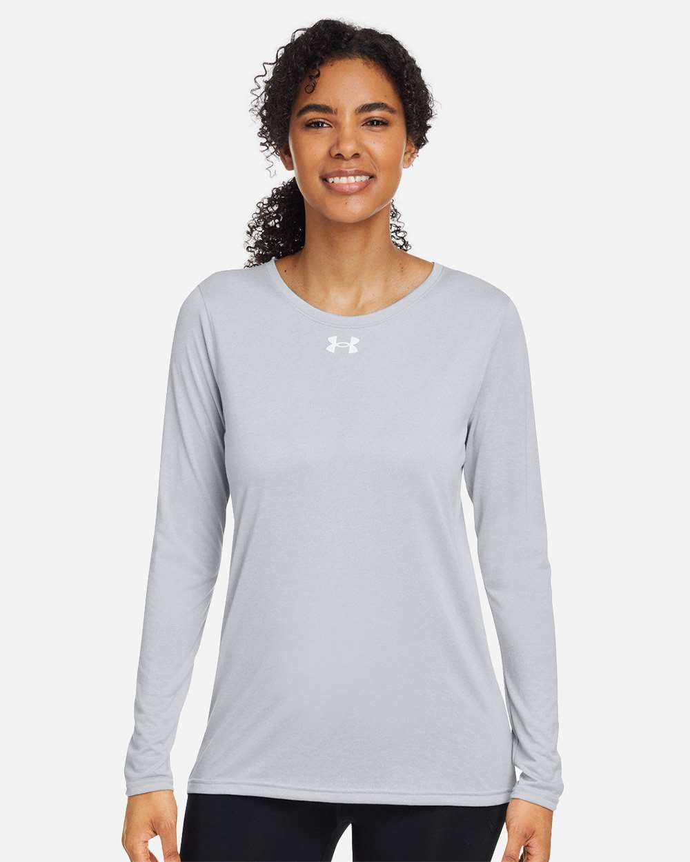 Under Armour Women's Team Tech™ Long Sleeve T-Shirt - 1376852 Mod Grey Light Heather- White