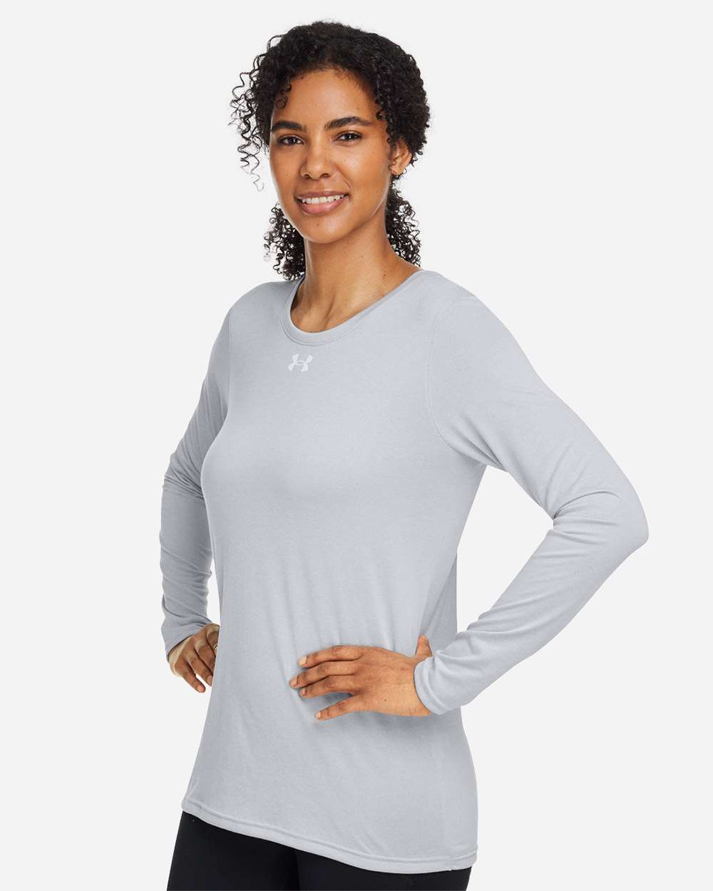 Under Armour Women's Team Tech™ Long Sleeve T-Shirt - 1376852 Mod Grey Light Heather- White