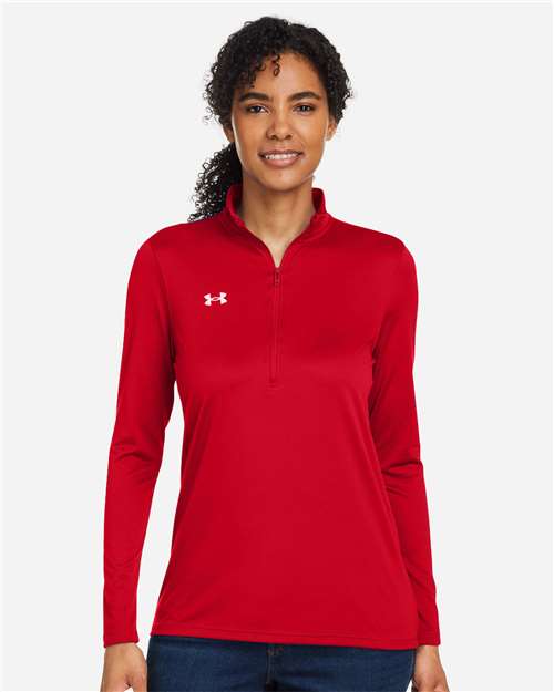 Under Armour Women's Team Tech™ Half-Zip Pullover - 1376862 Red- White