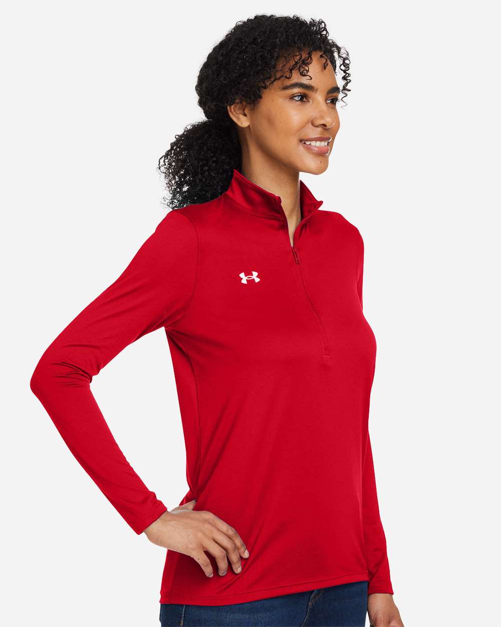 Under Armour Women's Team Tech™ Half-Zip Pullover - 1376862 Red- White