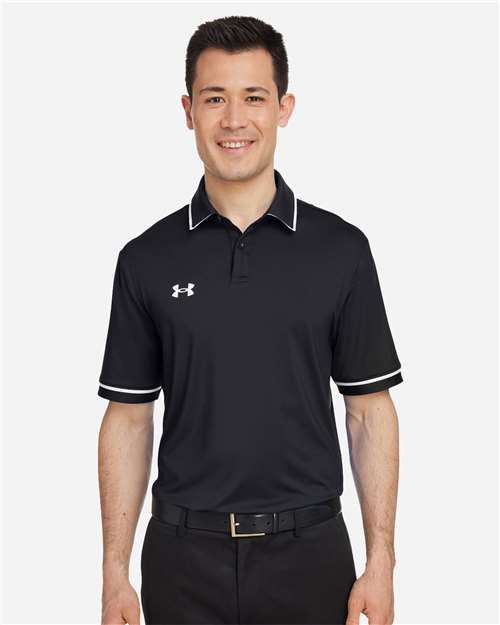 Under Armour Men's Tipped Teams Performance Polo - 1376904 Black- White
