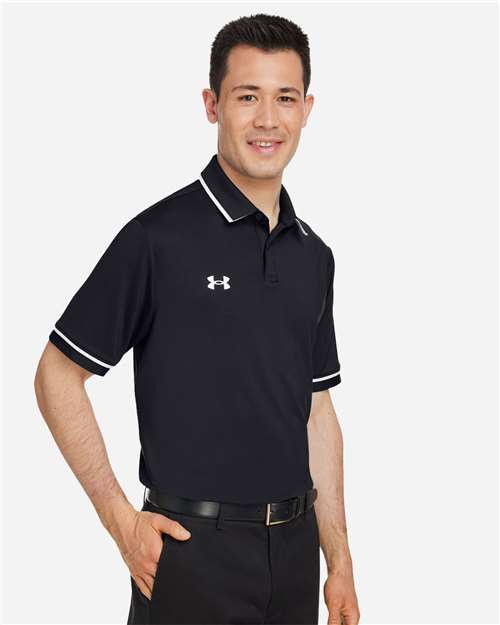 Under Armour Men's Tipped Teams Performance Polo - 1376904 Black- White