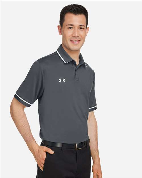 Under Armour Men's Tipped Teams Performance Polo - 1376904 CS Grey Light Heather- White