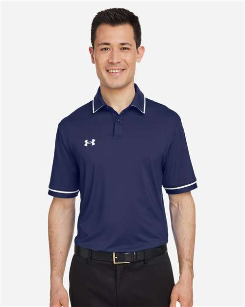 Under Armour Men's Tipped Teams Performance Polo - 1376904 Midnight Navy- White