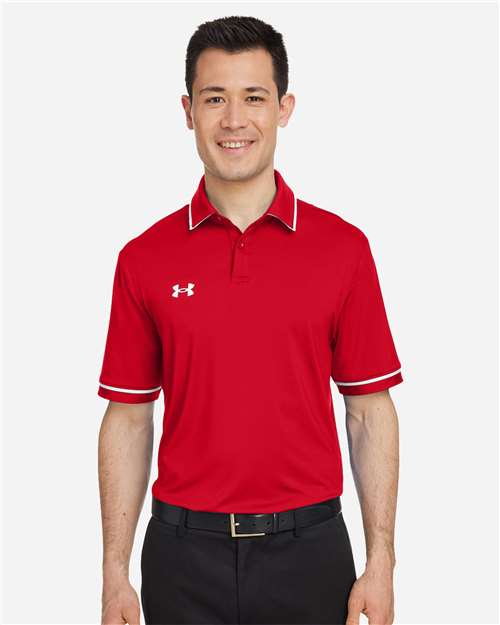 Under Armour Men's Tipped Teams Performance Polo - 1376904 Red- White