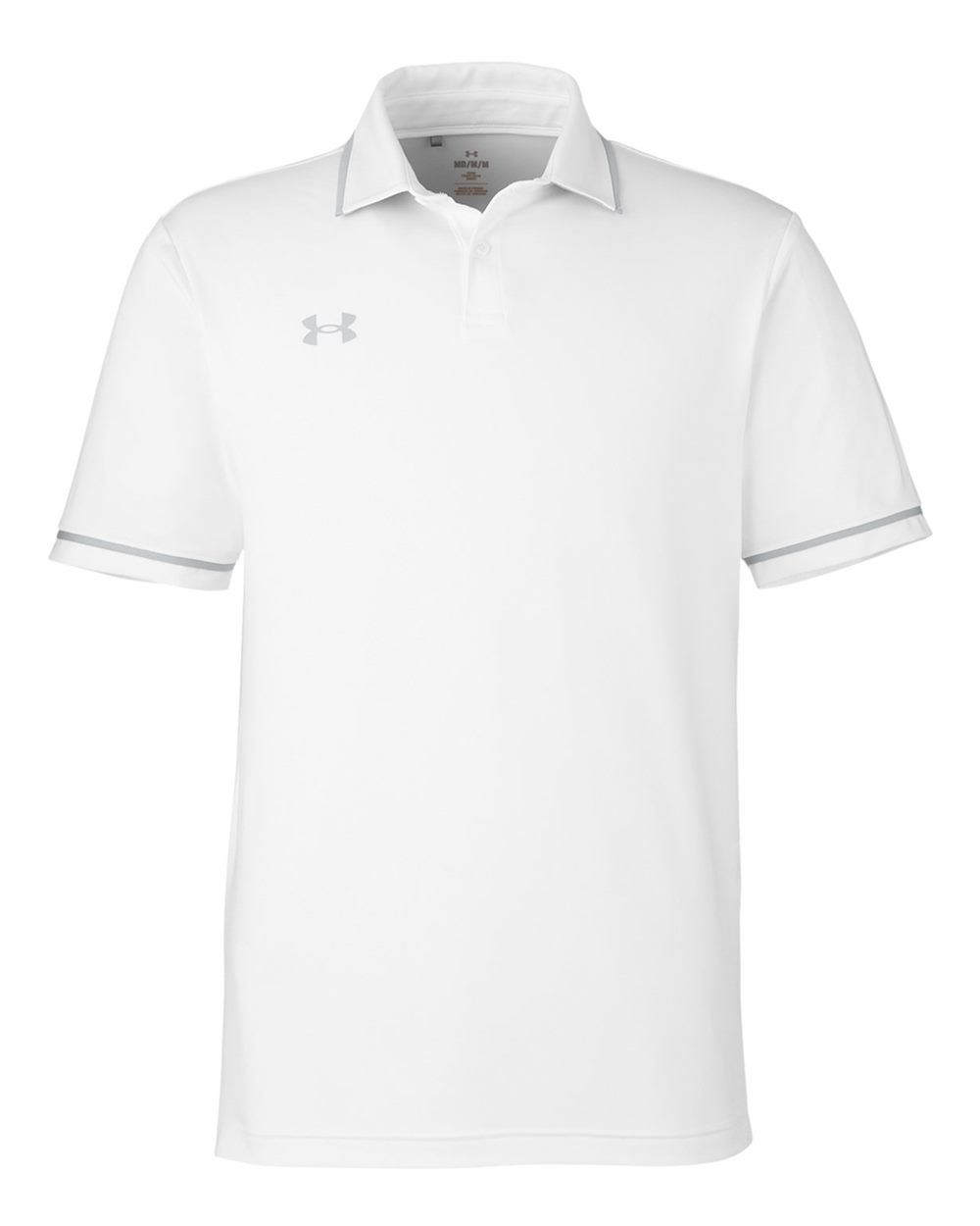 Under Armour Men's Tipped Teams Performance Polo - 1376904 White- Mod Grey