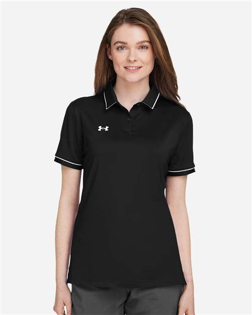 Under Armour Women's Tipped Teams Performance Polo - 1376905 Black- White