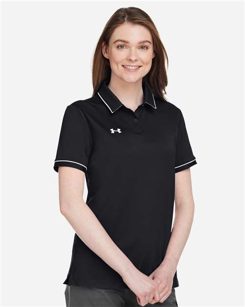Under Armour Women's Tipped Teams Performance Polo - 1376905 Black- White