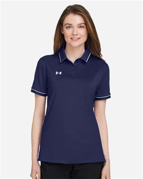 Under Armour Women's Tipped Teams Performance Polo - 1376905 Midnight Navy- White