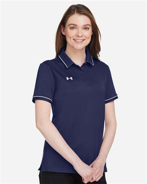 Under Armour Women's Tipped Teams Performance Polo - 1376905 Midnight Navy- White