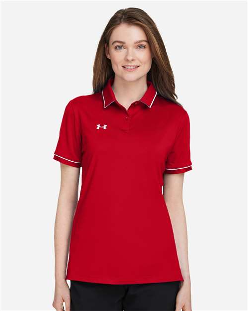 Under Armour Women's Tipped Teams Performance Polo - 1376905 Red- White