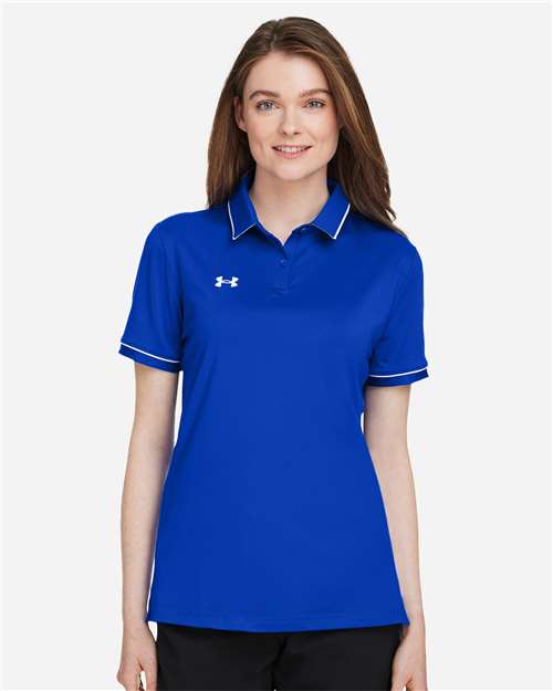 Under Armour Women's Tipped Teams Performance Polo - 1376905 Royal- White