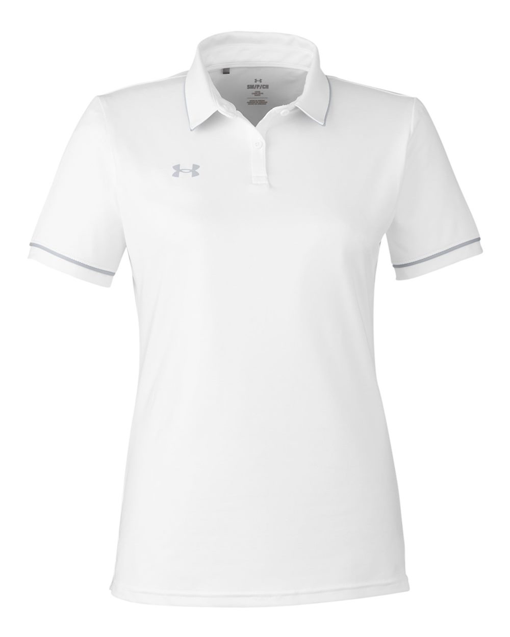Under Armour Women's Tipped Teams Performance Polo - 1376905 White- Mod Grey