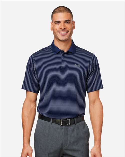 Under Armour Men's 3.0 Striped Perf Polo - 1377376 Midnight Navy- White