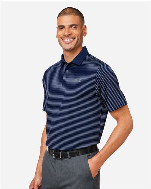 Under Armour Men's 3.0 Striped Perf Polo - 1377376 Midnight Navy- White