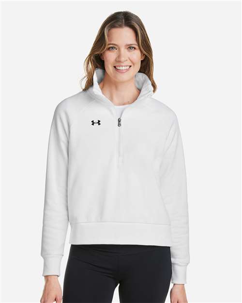 Under Armour Women's Rival Fleece Half-Zip Pullover - 1379492 White- Black
