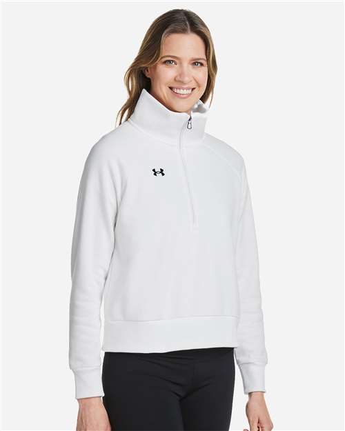 Under Armour Women's Rival Fleece Half-Zip Pullover - 1379492 White- Black