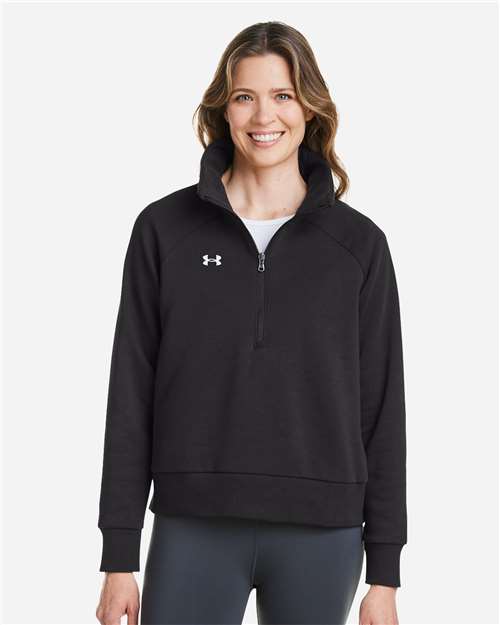 Under Armour Women's Rival Fleece Half-Zip Pullover - 1379492 Black- White