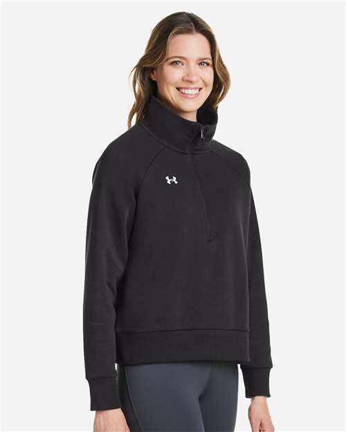 Under Armour Women's Rival Fleece Half-Zip Pullover - 1379492 Black- White