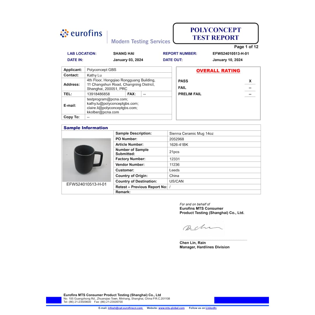 Sienna Ceramic Mug 14oz - 1626-41 Black