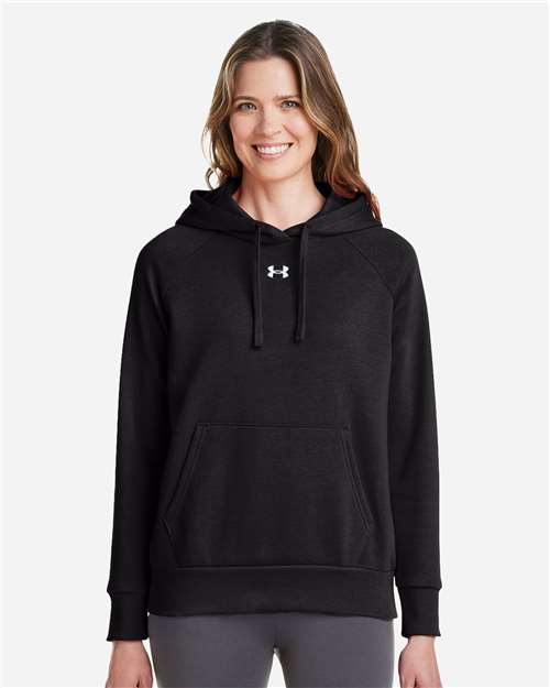 Under Armour Women's Rival Fleece Hooded Sweatshirt - 1379500 Black- White