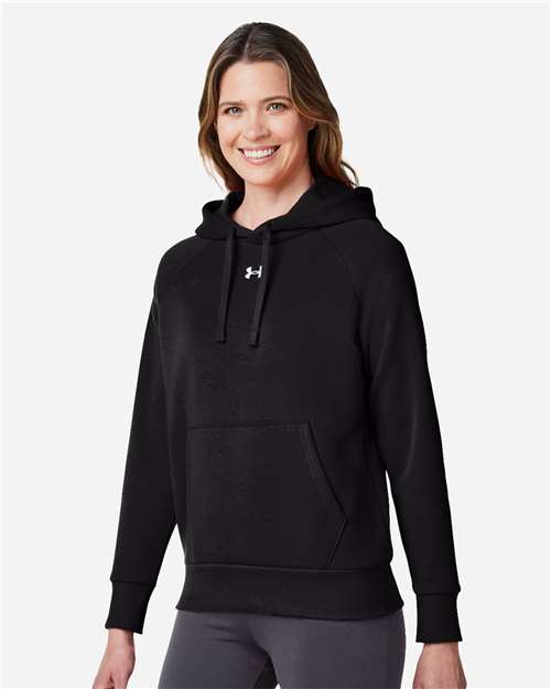 Under Armour Women's Rival Fleece Hooded Sweatshirt - 1379500 Black- White