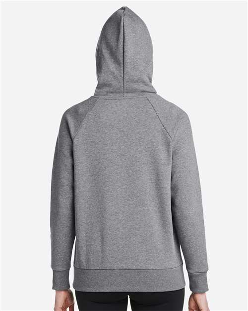 Under Armour Women's Rival Fleece Hooded Sweatshirt - 1379500 Castlerock Grey Light Heather- Black