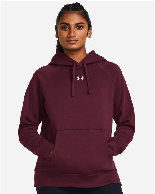 Under Armour Women's Rival Fleece Hooded Sweatshirt - 1379500 Maroon- White