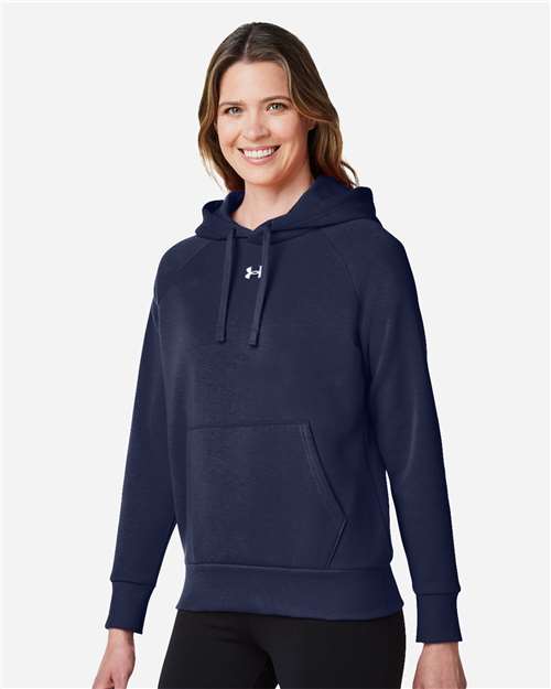 Under Armour Women's Rival Fleece Hooded Sweatshirt - 1379500 Midnight Navy- White