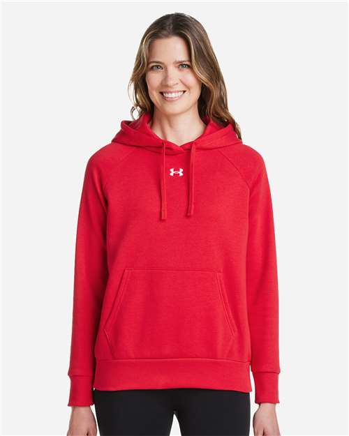 Under Armour Women's Rival Fleece Hooded Sweatshirt - 1379500 Red- White