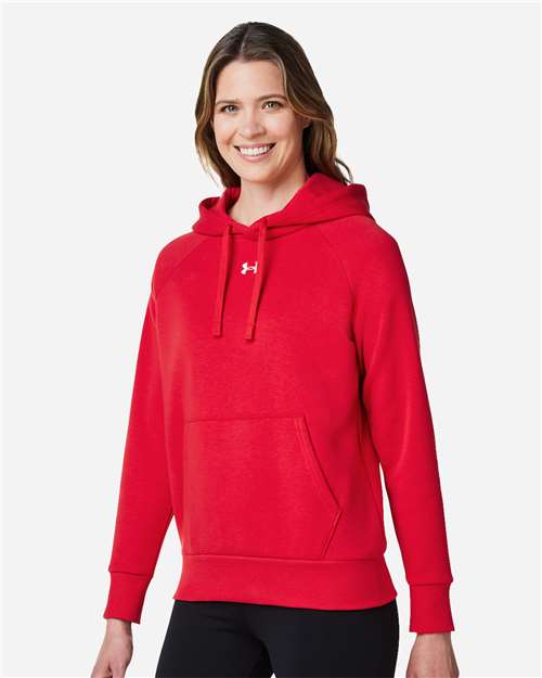 Under Armour Women's Rival Fleece Hooded Sweatshirt - 1379500 Red- White