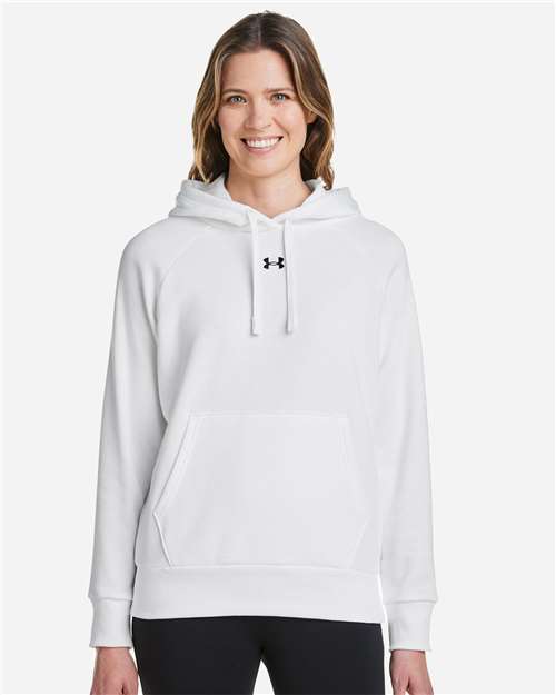 Under Armour Women's Rival Fleece Hooded Sweatshirt - 1379500 White- Black