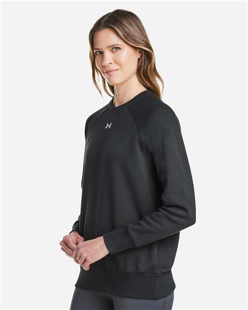 Under Armour Women's Rival Fleece Crewneck Sweatshirt - 1379508 Black- White