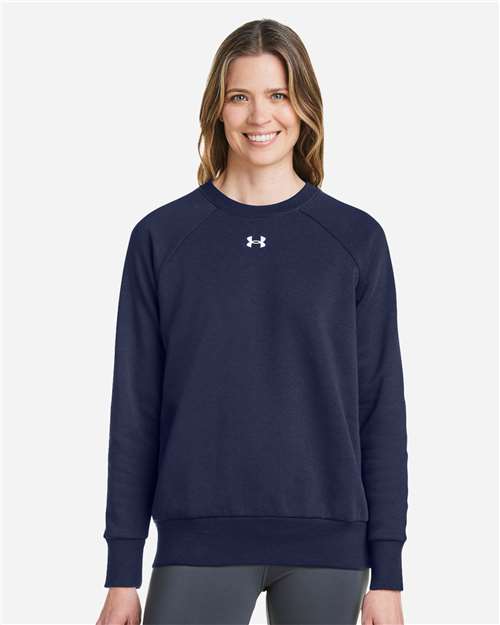 Under Armour Women's Rival Fleece Crewneck Sweatshirt - 1379508 Midnight Navy- White