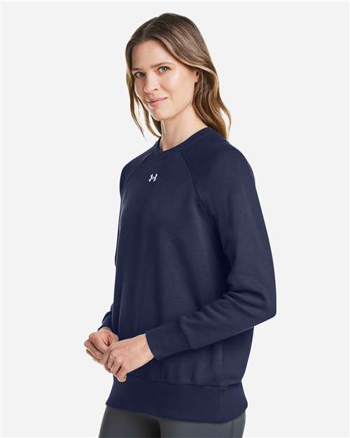 Under Armour Women's Rival Fleece Crewneck Sweatshirt - 1379508 Midnight Navy- White