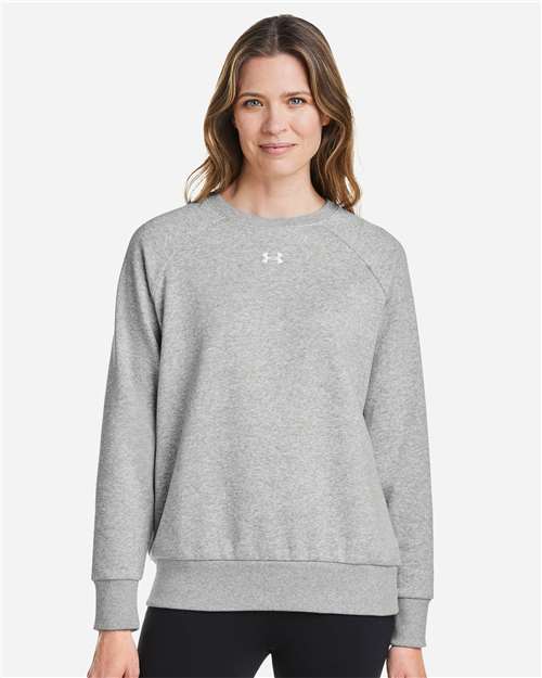 Under Armour Women's Rival Fleece Crewneck Sweatshirt - 1379508 Mod Grey Light Heather- White