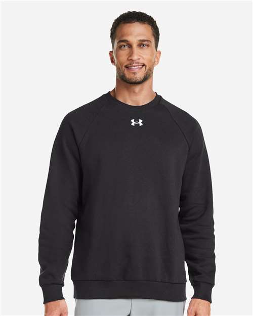 Under Armour Men's Rival Fleece Crewneck Sweatshirt - 1379755 Black- White