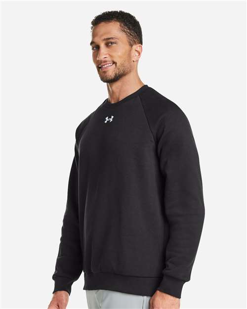 Under Armour Men's Rival Fleece Crewneck Sweatshirt - 1379755 Black- White